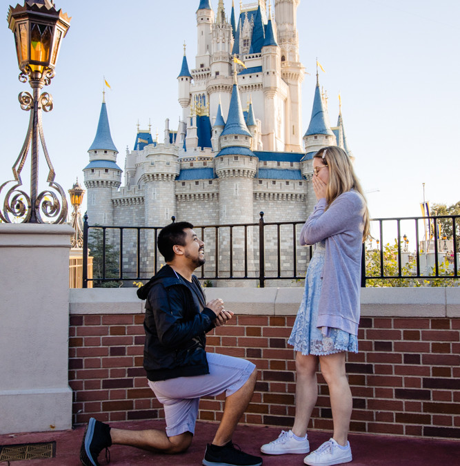 Disney World Proposal Photographer | Cinderella Castle Magic Kingdom Proposal